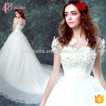 Lace appliques à manches courtes modèles de robe de bal amour pour toujours plus la robe de mariée taille